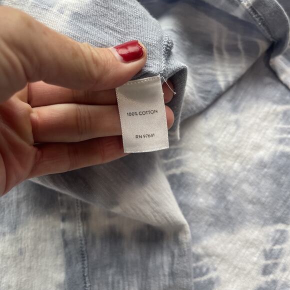 J Jill Pure Jill Shirt SZ 1X Gray White Scoop Neck Elliptical Tie Dye Tee Cotton - Picture 9 of 9